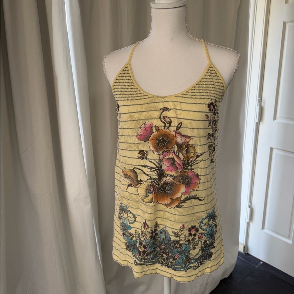 Floral Yellow Strappy Women's Top